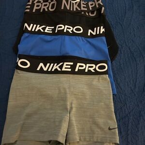 3 pairs woman Nike Pro Shorts - Black, Blue, Gray